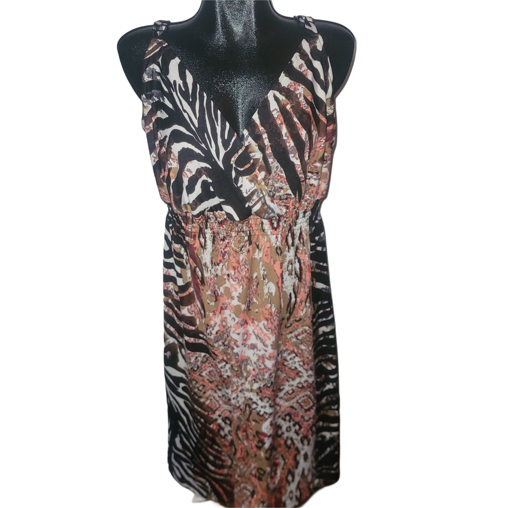Penningtons Animal Print Sleeveless Multicolor Summer Dress Size X